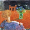 7 Galit reads by the brown table 1989